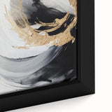 Close-up of a framed abstract modern wall art piece showcasing vibrant colors and intricate patterns, ideal for contemporary home decor and artistic expression.