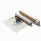 Abstract modern wall art print featuring vibrant colors and geometric shapes, rolled up for easy shipping in a protective cardboard tube. Perfect for contemporary decor.