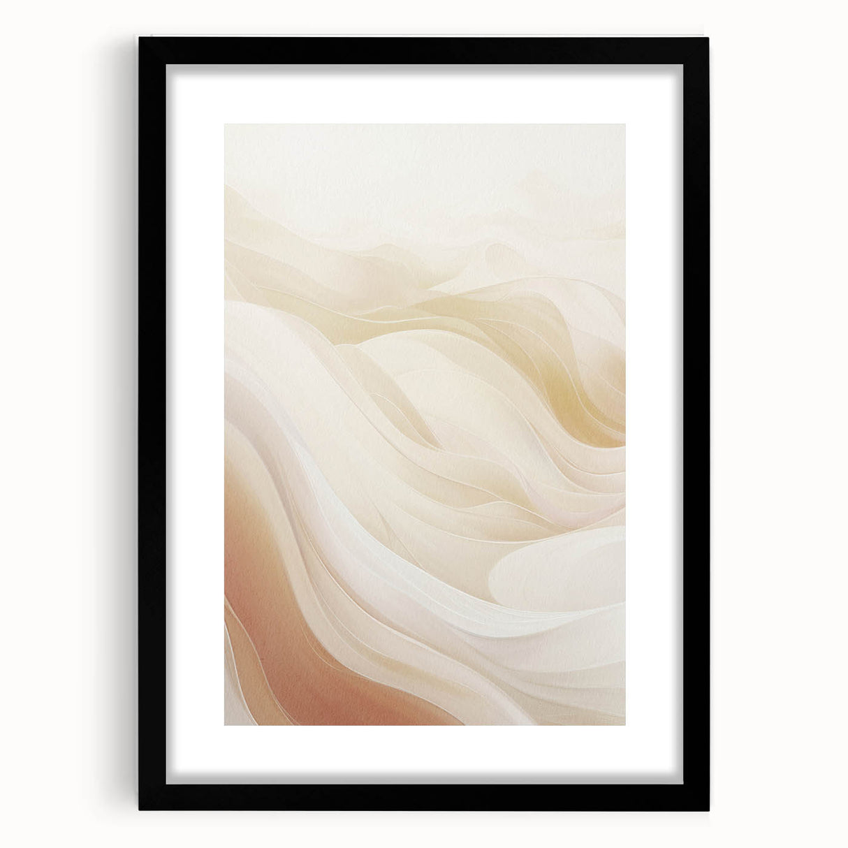 Framed modern abstract wall art collection showcasing three distinct designs in vibrant colors, set against a sleek black mat for a contemporary look.