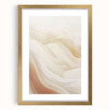 Framed abstract modern wall art collection featuring three geometric designs in gold and blue tones, set with a white mat for elegant display.