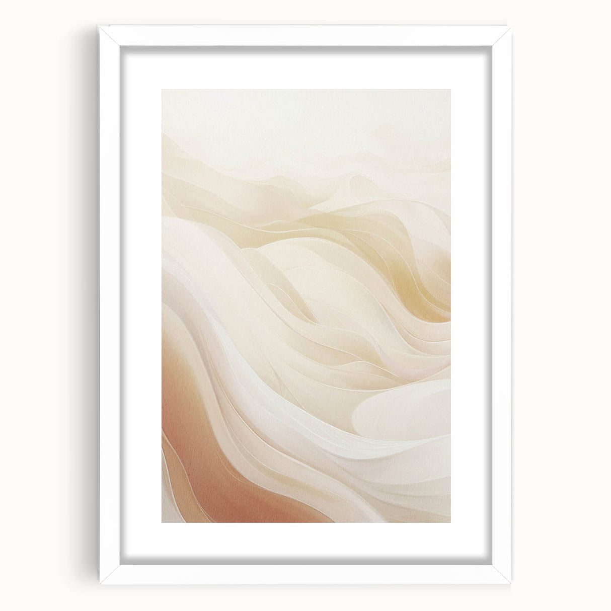 Abstract modern wall art collection showcasing three vibrant designs in a white frame with mat, perfect for contemporary decor accents.
