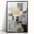 Framed abstract modern wall art collection showcasing vibrant colors and geometric patterns, displayed with a sleek black frame for a contemporary aesthetic. Perfect for enhancing living spaces or offices with stylish decor.