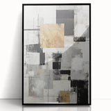 Framed abstract modern wall art collection showcasing vibrant colors and geometric patterns, displayed with a sleek black frame for a contemporary aesthetic. Perfect for enhancing living spaces or offices with stylish decor.