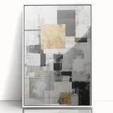 Framed abstract modern wall art collection showcasing vibrant colors and geometric shapes, displayed in a sleek white frame, perfect for contemporary decor.