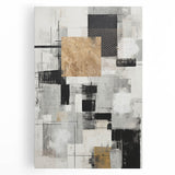 Abstract modern wall art collection featuring vibrant colors and geometric shapes on stretched canvas, showcasing a contemporary aesthetic ideal for home decor.