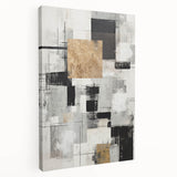 Abstract modern design wall art collection featuring vibrant colors and geometric shapes, displayed in a side view on stretched canvas, ideal for contemporary decor.
