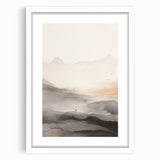 Abstract modern wall art collection featuring a sleek white frame and mat, showcasing vibrant geometric patterns, ideal for contemporary home decor.