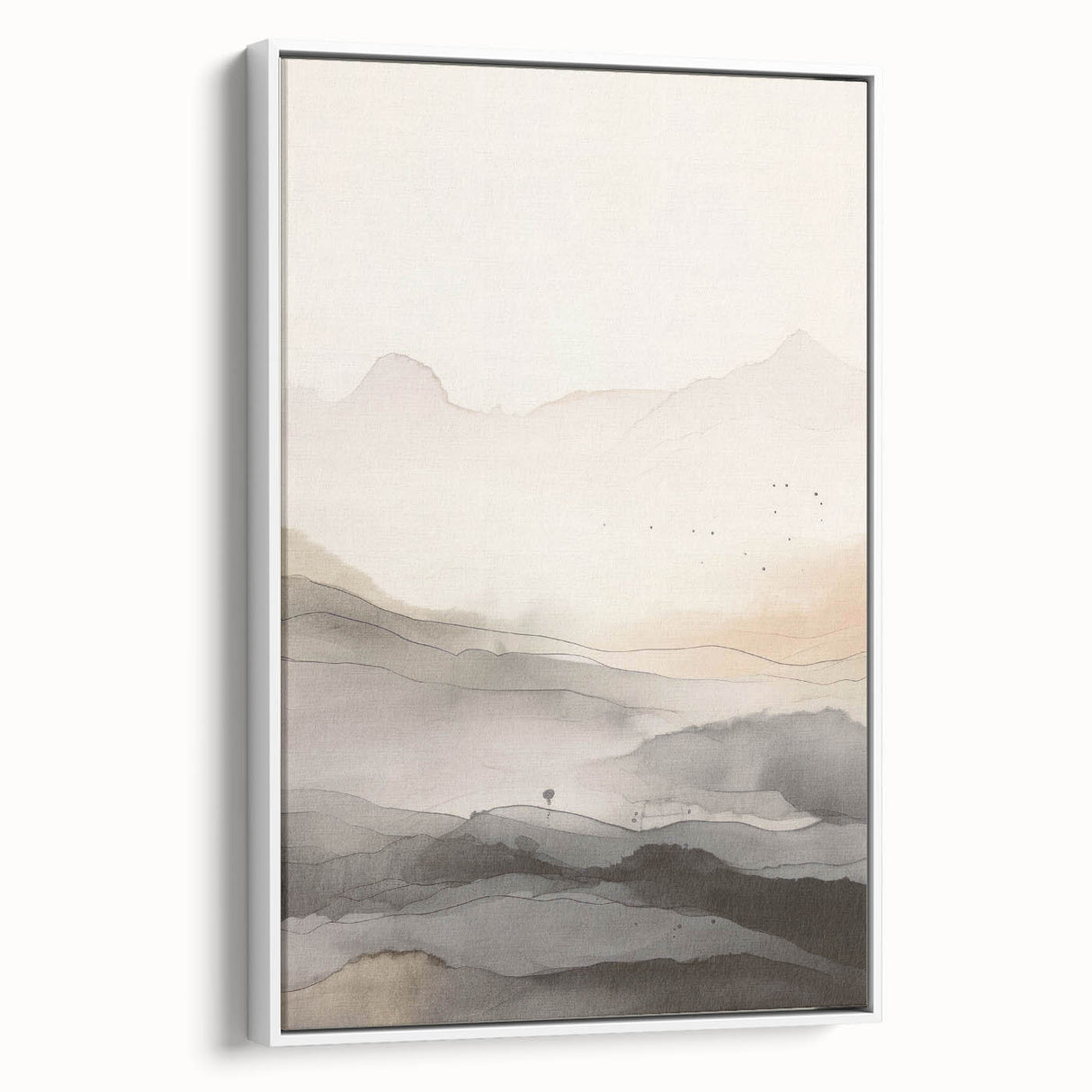 Framed wall art featuring an abstract modern design with vibrant colors and geometric patterns, displayed against a white background, showcasing a side view for depth.
