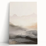 Abstract modern wall art collection featuring vibrant colors and geometric shapes on stretched canvas, leaning against a wall, perfect for contemporary decor.