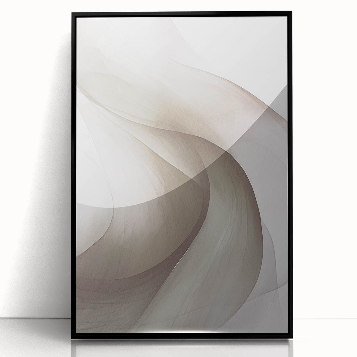 Framed wall art featuring an abstract modern design with bold colors and geometric shapes, presented in a sleek black frame, ideal for contemporary home decor.