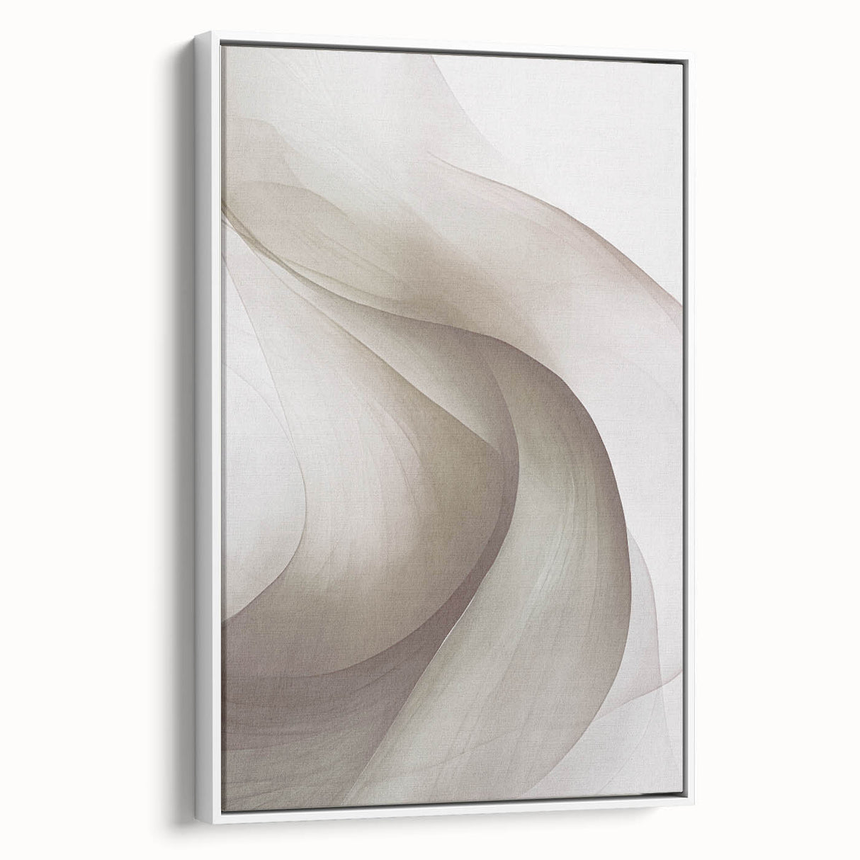 Framed canvas wall art showcasing an abstract modern design with vibrant colors and geometric shapes, presented in a sleek white frame, ideal for contemporary home decor.