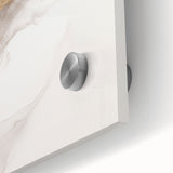 Close-up of a modern abstract wall art piece featuring vibrant colors and dynamic shapes, displayed on acrylic glass for a sleek finish, ideal for contemporary decor.