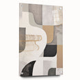 Abstract modern wall art collection displayed in acrylic glass with a side view, showcasing vibrant colors and geometric patterns, ideal for contemporary decor.