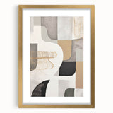 Abstract modern wall art collection featuring a gold-framed piece with a mat. The design includes vibrant colors and geometric shapes, ideal for contemporary decor. Perfect for enhancing living spaces or offices with a touch of elegance and style.