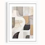 Abstract modern wall art design featuring a framed print with a white mat, showcasing vibrant geometric shapes and colors, perfect for contemporary decor.