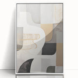 Abstract modern wall art collection featuring framed acrylic design in white, showcasing geometric shapes and vibrant colors, perfect for contemporary home decor.