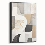 Framed wall art featuring a modern abstract design in bold black and vibrant colors, showcasing a side view of the canvas, perfect for contemporary interior decor.