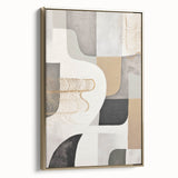 Framed canvas wall art showcasing an abstract modern design with gold accents, elegantly displayed from a side view to highlight its depth and texture.