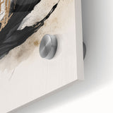 Close-up of an abstract modern wall art piece showcasing vibrant colors and geometric shapes, designed with an acrylic glass finish for a contemporary aesthetic.