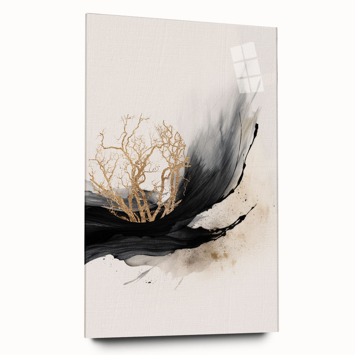 Abstract modern wall art featuring a vibrant acrylic glass design with colorful geometric patterns, displayed in a stylish side view, perfect for contemporary home decor.
