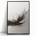 Framed acrylic wall art showcasing an abstract modern design with geometric patterns in black and white, perfect for contemporary home decor accents.