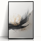 Framed acrylic wall art showcasing an abstract modern design with geometric patterns in black and white, perfect for contemporary home decor accents.