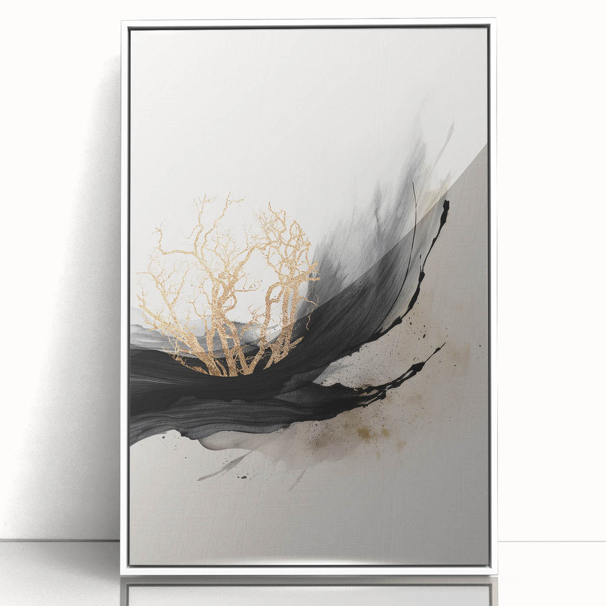 Framed abstract modern wall art collection showcasing vibrant colors and geometric patterns, set against a white background for a contemporary aesthetic.
