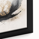 Close-up of a framed abstract modern wall art piece showcasing vibrant colors and geometric shapes, perfect for contemporary home decor. Ideal for art enthusiasts seeking stylish interior accents.