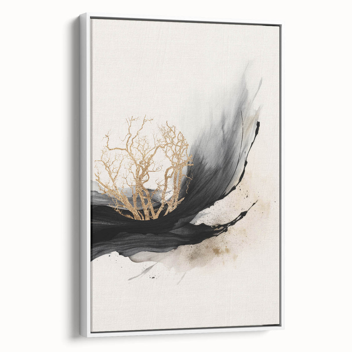 Framed wall art featuring an abstract modern design in shades of blue and white, showcasing a side view of the canvas with a sleek, contemporary aesthetic. Ideal for enhancing home decor or office spaces with a stylish touch.