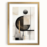Abstract modern wall art piece featuring a gold-framed design with a mat, showcasing vibrant colors and geometric patterns, perfect for contemporary home decor. This artistic print adds a touch of elegance and sophistication to any living space.