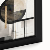 Close-up of a framed abstract modern wall art piece showcasing vibrant colors and geometric patterns, perfect for contemporary home decor and artistic expression.