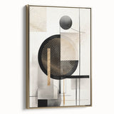 Framed canvas wall art showcasing an abstract modern design with gold accents, displayed from a side view, perfect for contemporary home decor.