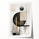 Abstract modern wall art print showcasing vibrant geometric shapes in bold colors, rolled and ready for framing, perfect for contemporary home decor.