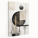 Abstract modern wall art collection featuring a stretched canvas with vibrant colors and geometric patterns, ideal for contemporary home decor.
