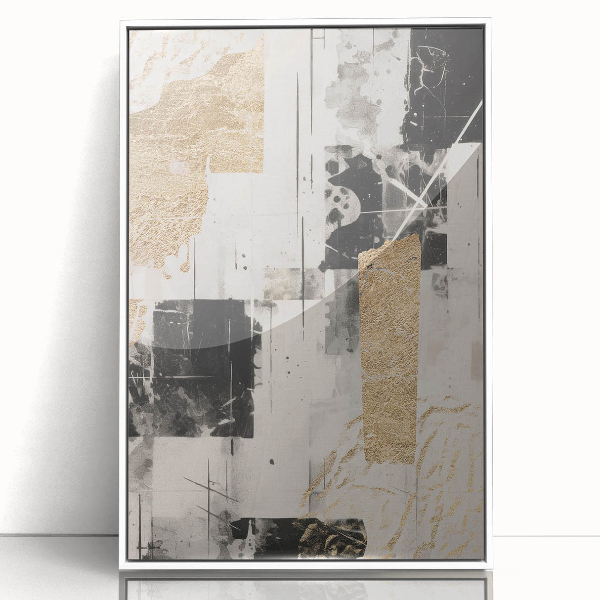 Framed acrylic wall art showcasing an abstract modern design with vibrant colors, set against a white background, perfect for contemporary home decor.