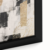 Abstract modern wall art collection featuring vibrant colors and geometric patterns, framed in a sleek black border, ideal for contemporary home decor.