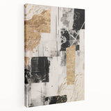 Stretched canvas artwork showcasing an abstract modern design with vibrant colors and dynamic shapes, ideal for contemporary home decor.