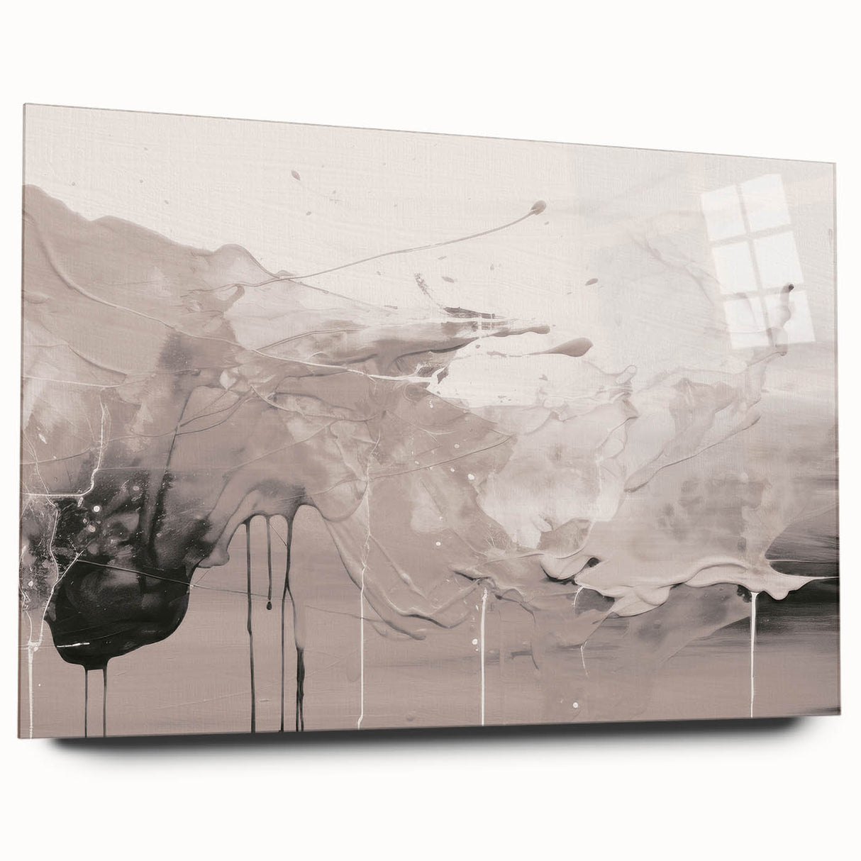 Abstract modern wall art collection displayed in acrylic glass, showcasing vibrant colors and geometric patterns, ideal for contemporary home decor.