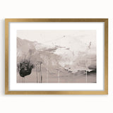 Abstract modern wall art featuring a gold-framed design with a mat, showcasing geometric shapes and vibrant colors, ideal for contemporary home decor.