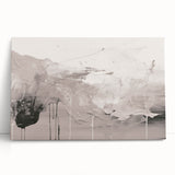 Abstract modern design wall art collection showcasing vibrant colors and geometric shapes on stretched canvas, elegantly leaning against a neutral wall.