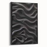 Framed black canvas art with an abstract modern design featuring vibrant colors and geometric shapes, perfect for contemporary home decor. The side view highlights its sleek finish and elegant framing, enhancing any living space.