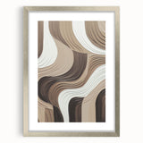 Abstract modern design wall art collection featuring a silver frame and mat, showcasing geometric patterns on a white background. Perfect for contemporary decor.