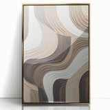 Framed modern abstract wall art featuring a gold acrylic design, showcasing a sleek front view that enhances contemporary decor in any setting.