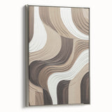 Framed canvas wall art featuring an abstract modern design with a silver frame, showcasing dynamic shapes and colors that enhance contemporary decor. Ideal for stylish interiors.