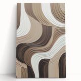 Modern abstract wall art collection featuring vibrant colors and dynamic shapes on stretched canvas, elegantly leaning against a neutral wall, perfect for contemporary decor.