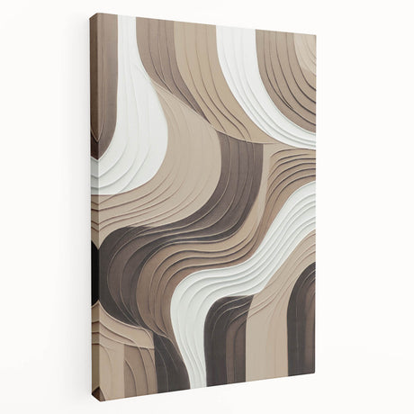 Abstract modern wall art collection showcasing vibrant colors and geometric shapes on stretched canvas, side view highlighting depth and texture, perfect for contemporary decor.