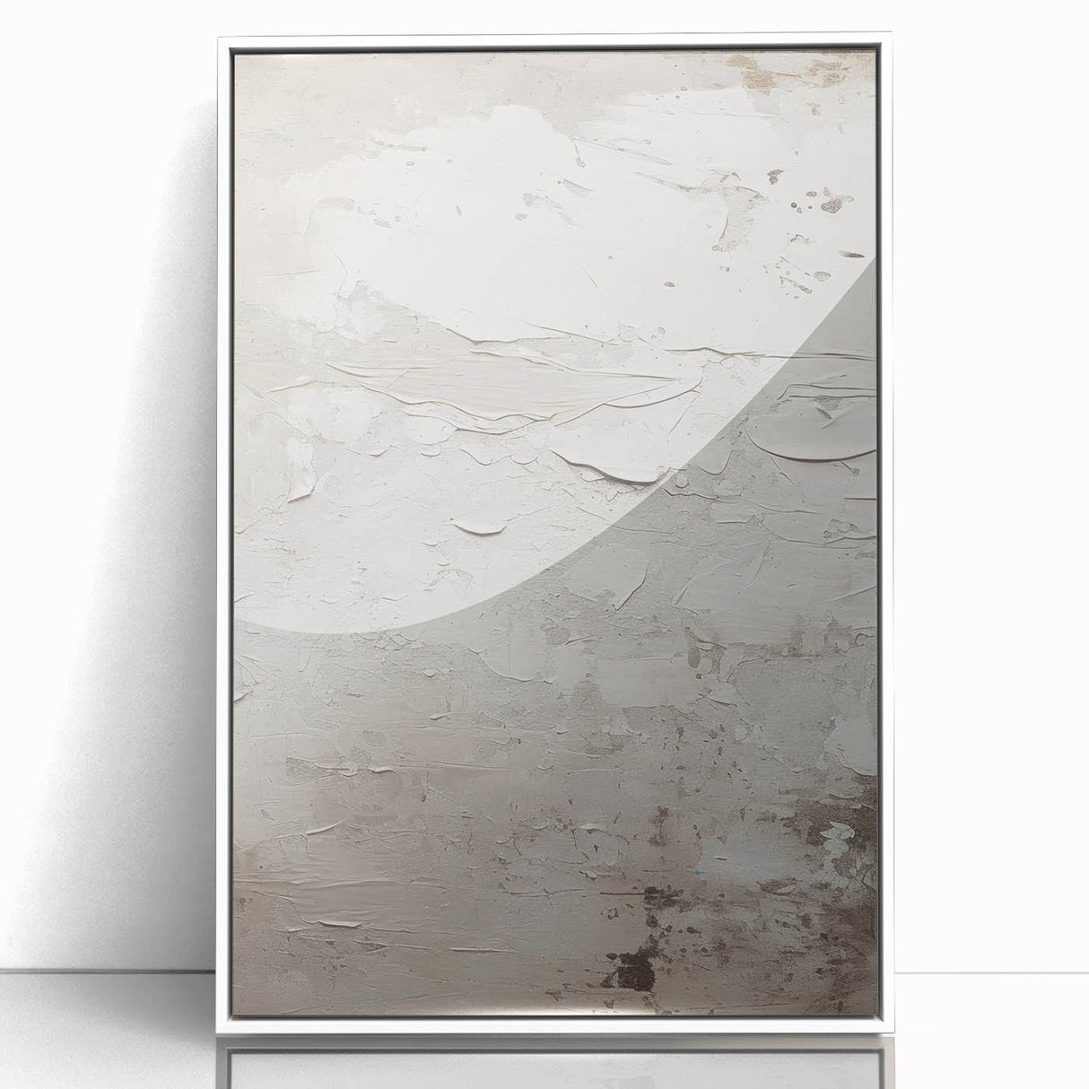 Framed acrylic wall art featuring an abstract modern design with vibrant colors and geometric shapes, displayed from the front against a white background.