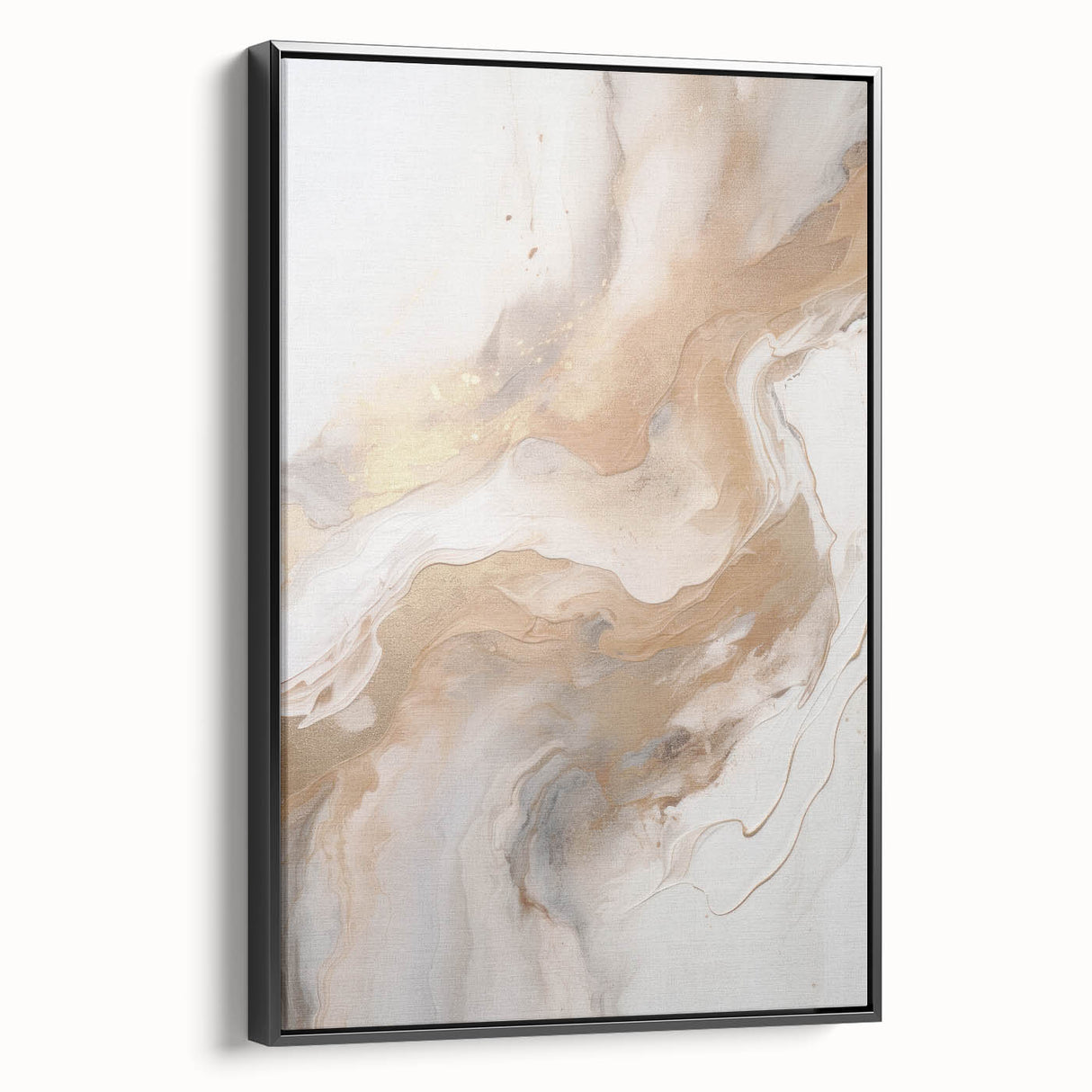 Framed canvas wall art showcasing an abstract modern design with geometric shapes in black and white, set against a minimalistic backdrop, perfect for contemporary decor.