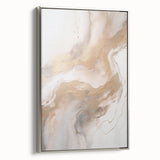 Framed wall art featuring a modern abstract design in silver tones, showcasing geometric shapes and fluid lines, perfect for contemporary home decor.