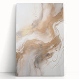 Abstract modern wall art on stretched canvas showcasing vibrant colors and dynamic shapes, elegantly leaning against a wall, perfect for contemporary decor.
